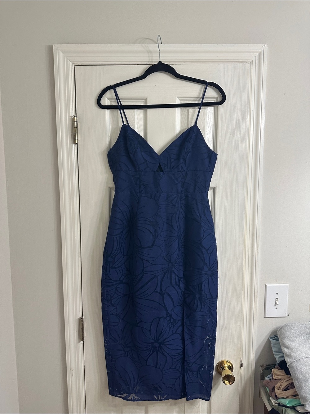BCBGeneration Navy Blue Floral Midi Dress